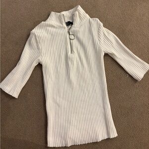 Bershka cropped white zip top